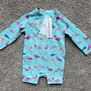 Janie and Jack Flamingo Print Baby Swimsuit